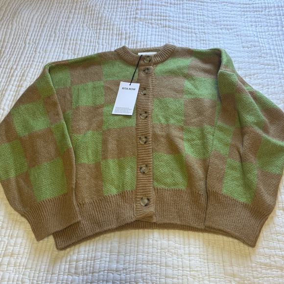RITA ROW ELLEN CARDIGAN IN CAMEL + GREEN - Picture 6 of 7